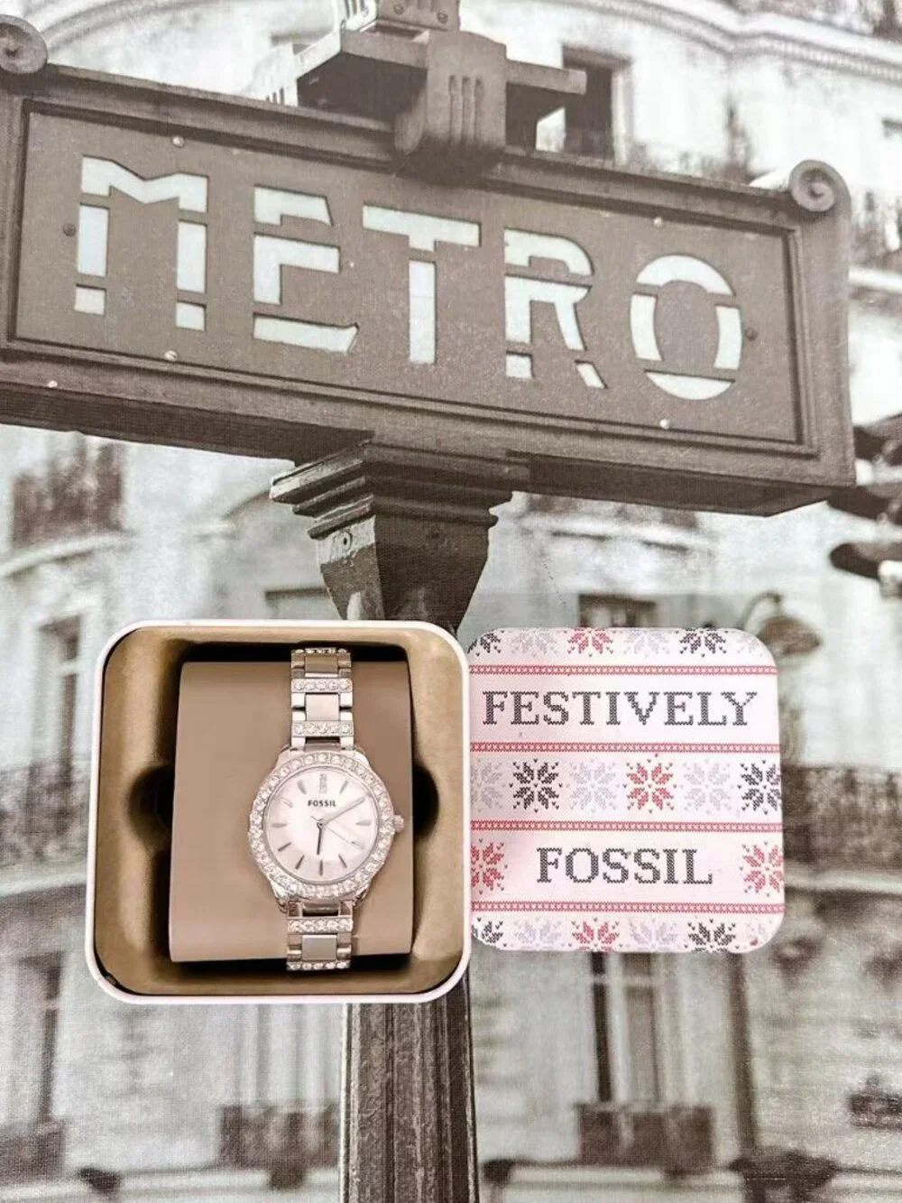 Fossil ES2362 Jesse Women's Silver Crystal Bezel Stainless Steel Watch